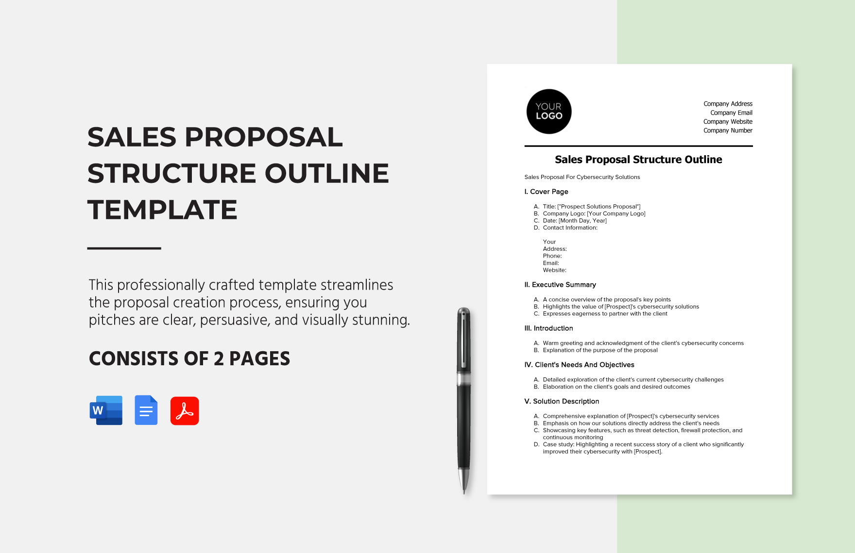 Sales Proposal Structure Outline Template in Word, Google Docs, PDF