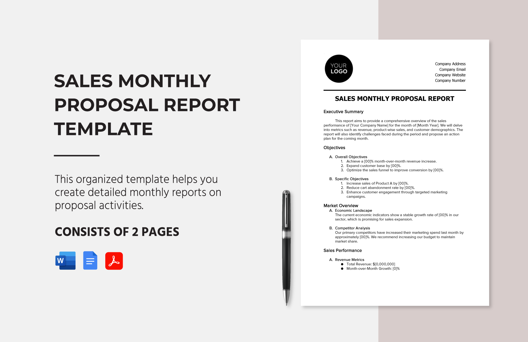 Sales Monthly Proposal Report Template