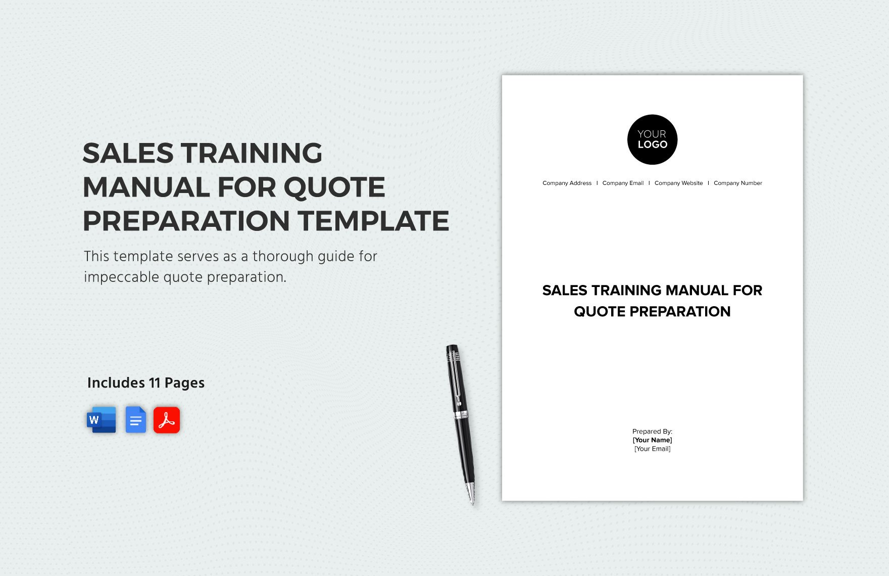 Sales Training Manual for Quote Preparation Template