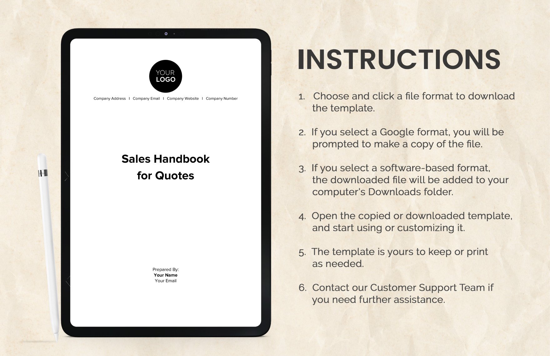 Sales Handbook for Quotes Template