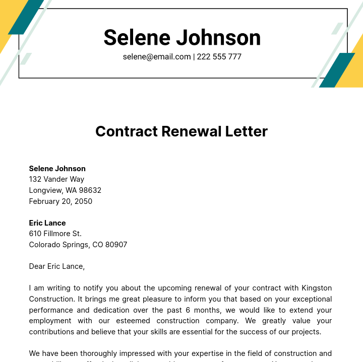 Contract Renewal Letter Template