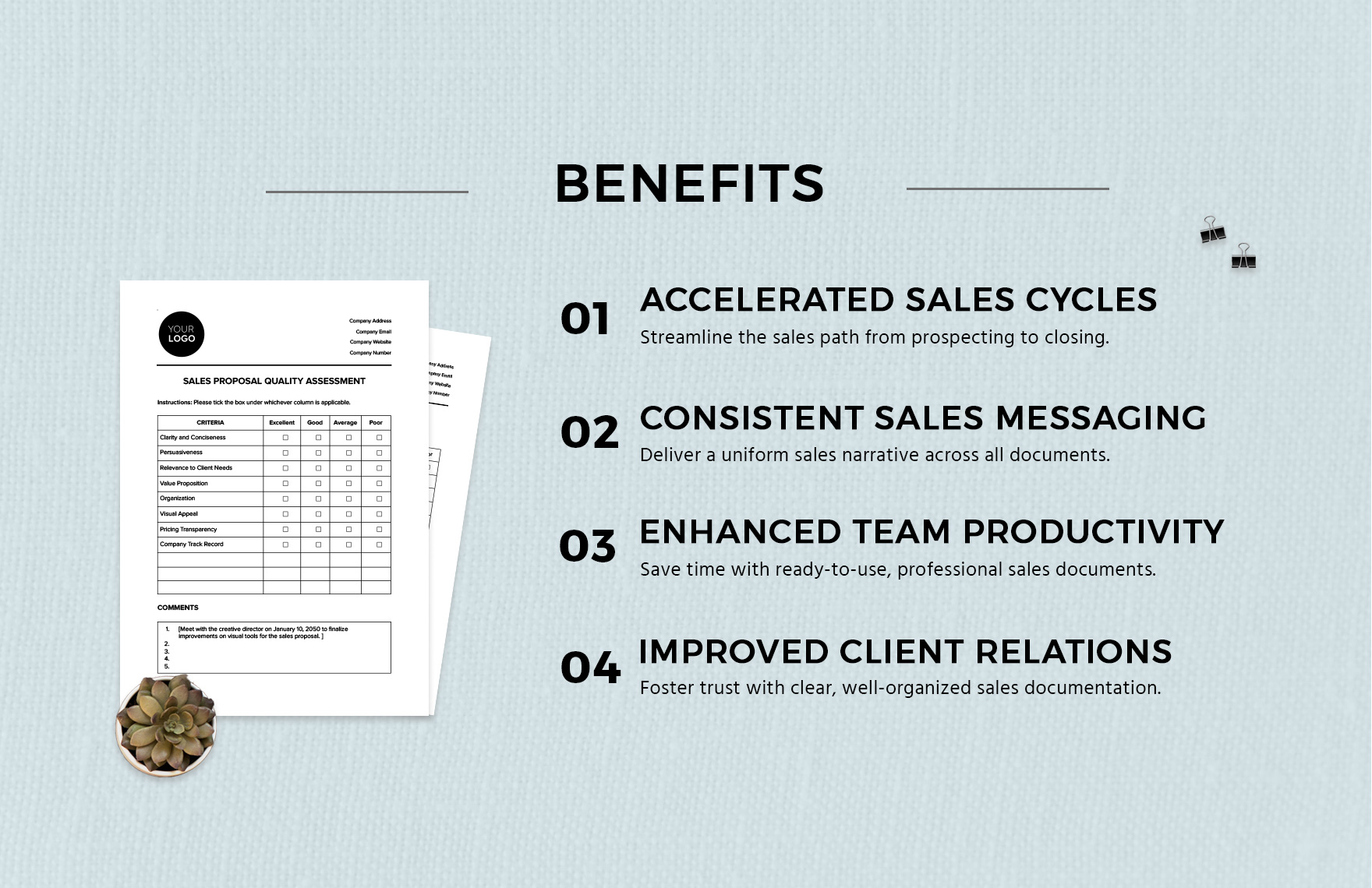  Sales Proposal Quality Assessment Template