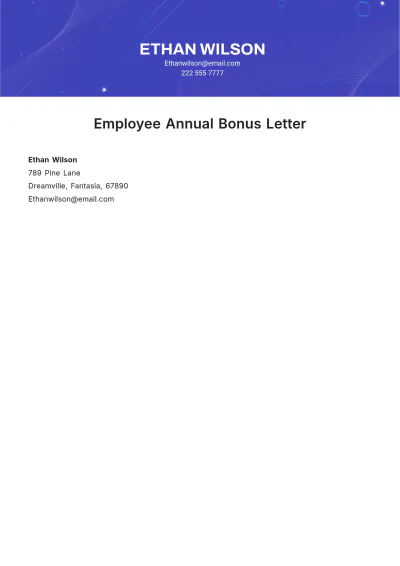 Free Employee Annual Bonus Letter Template to Edit Online