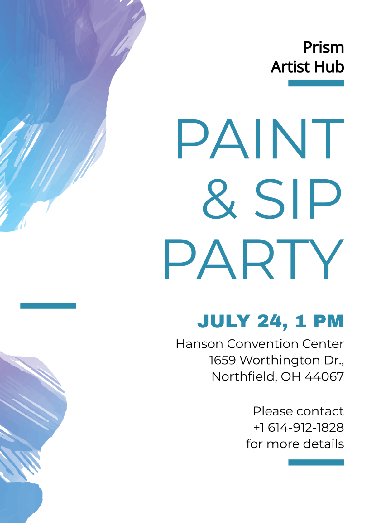 Modern Paint and Sip Invitation Template