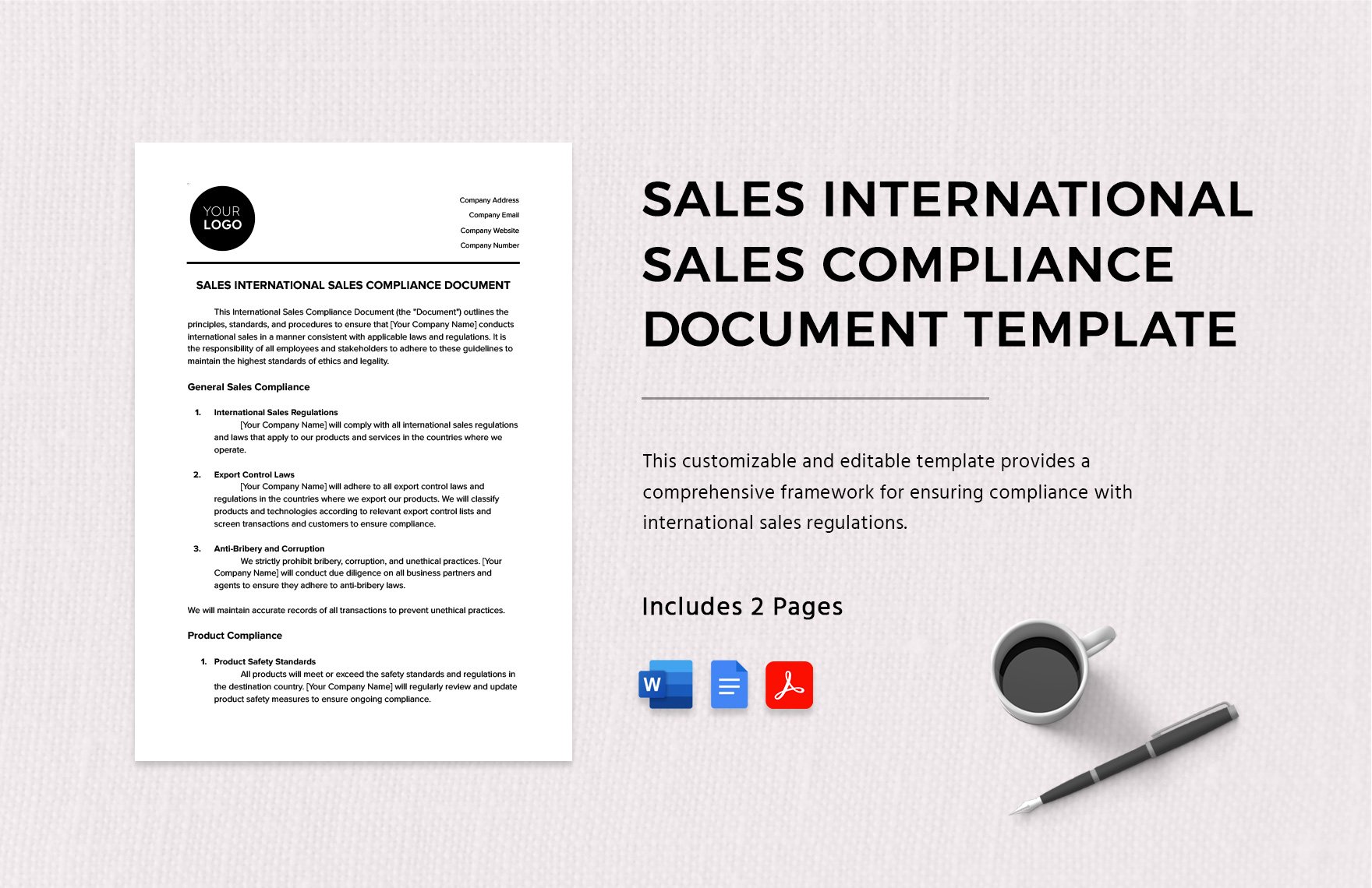 Sales International Sales Compliance Document Template in Word, Google Docs, PDF