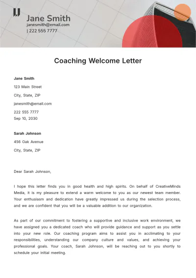 Free Coaching Welcome Letter  Template to Edit Online