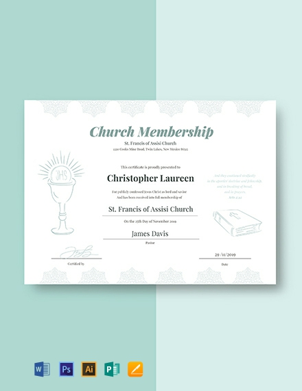 Free Church Membership Certificate Template Word Psd