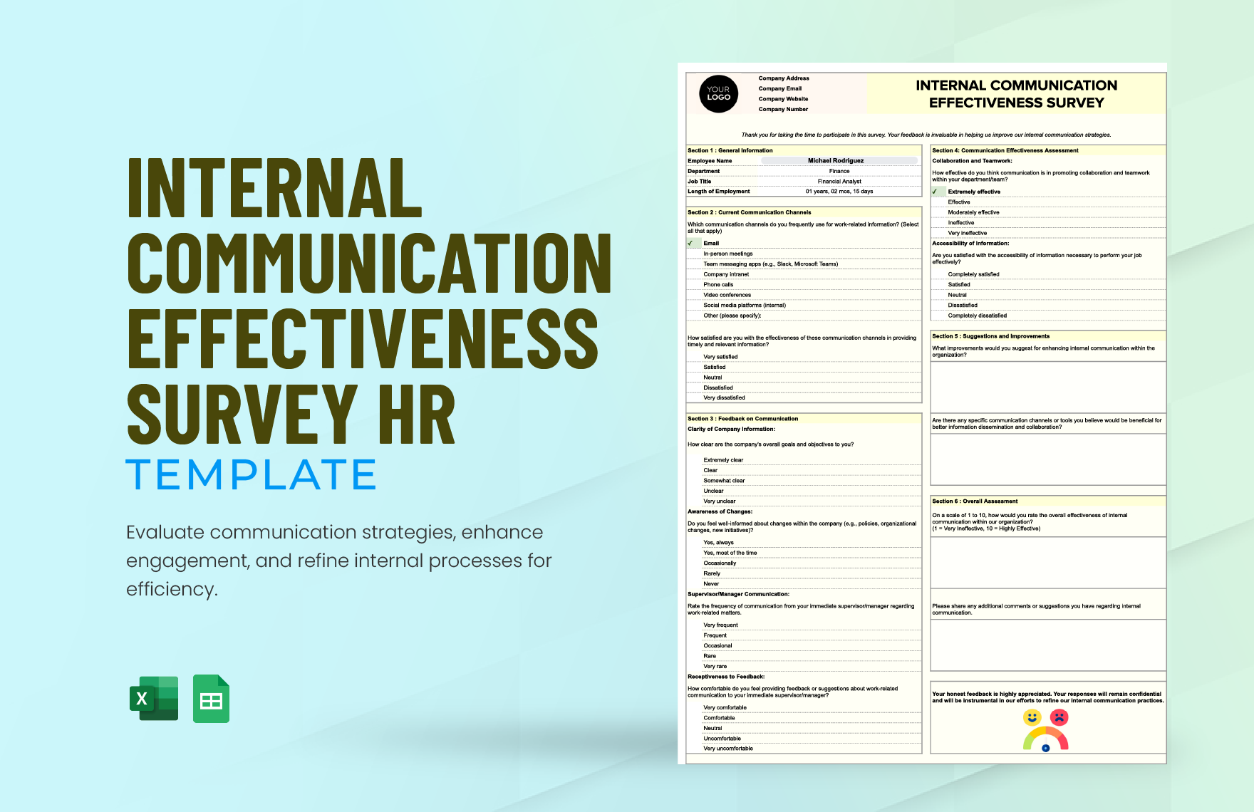 Internal Communication Effectiveness Survey HR Template