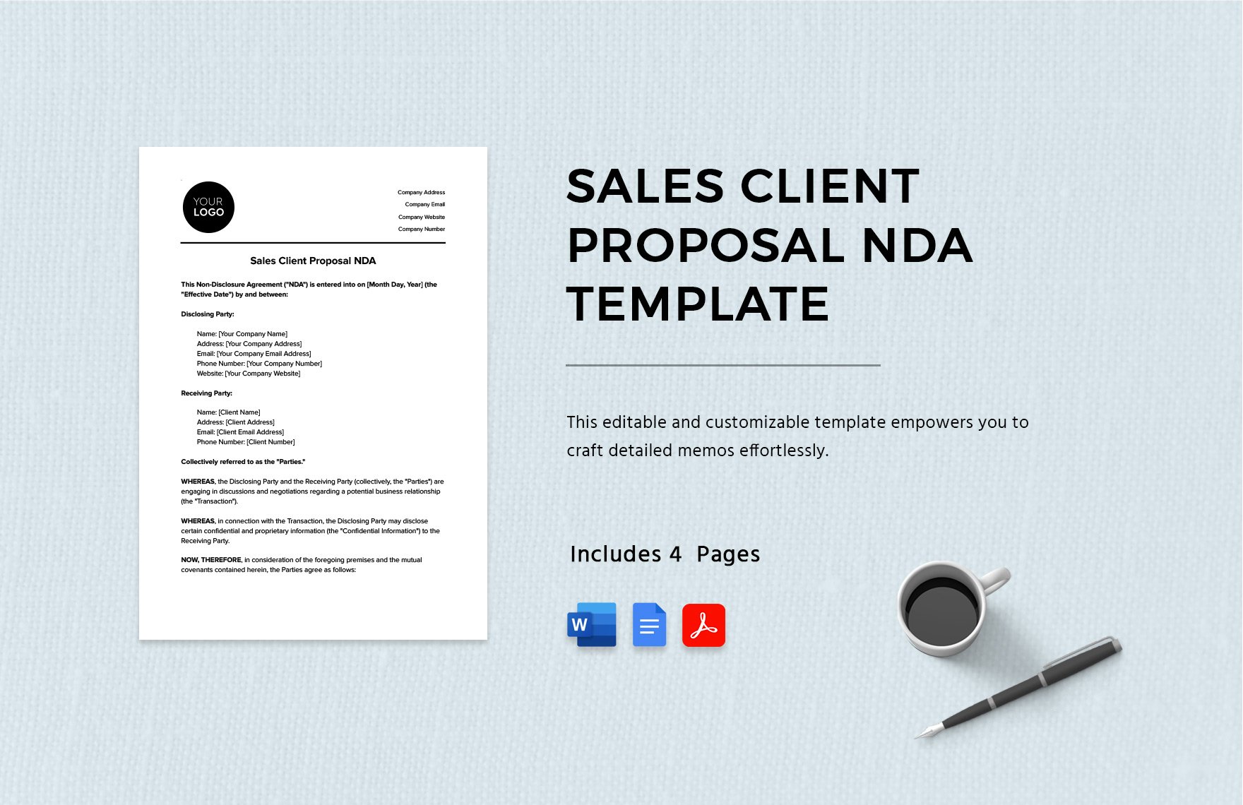 Sales Client Proposal NDA Template in Word, Google Docs, PDF