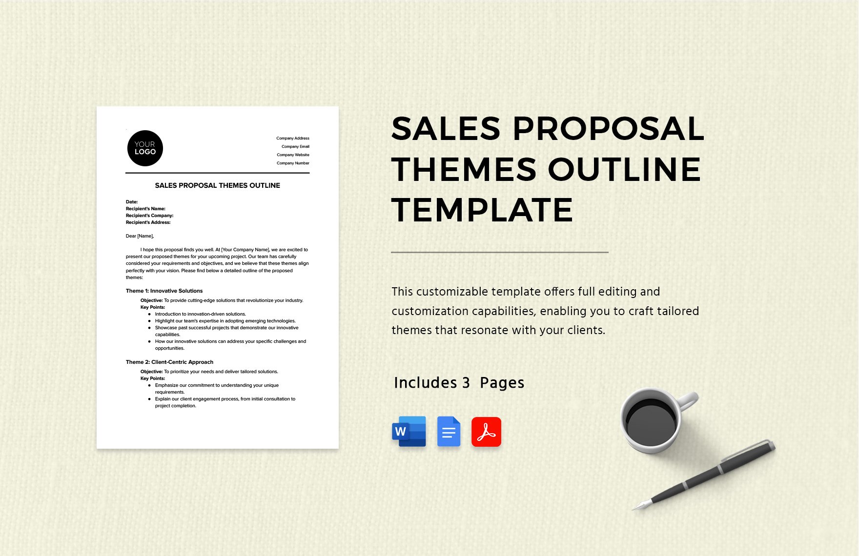 Sales Proposal Themes Outline Template in Word, Google Docs, PDF