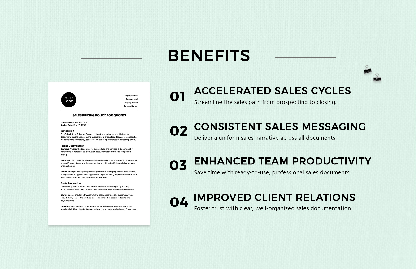 Sales Pricing Policy for Quotes Template
