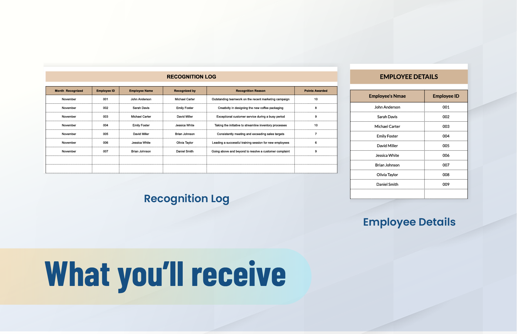 Peer-to-Peer Recognition Points Tracker HR Template