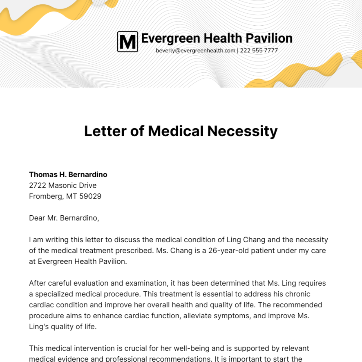 Free Letter of Medical Necessity Template