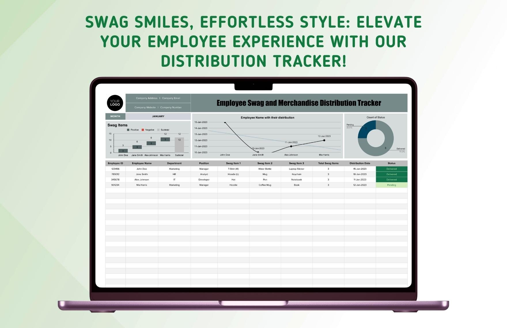 Employee Swag and Merchandise Distribution Tracker HR Template