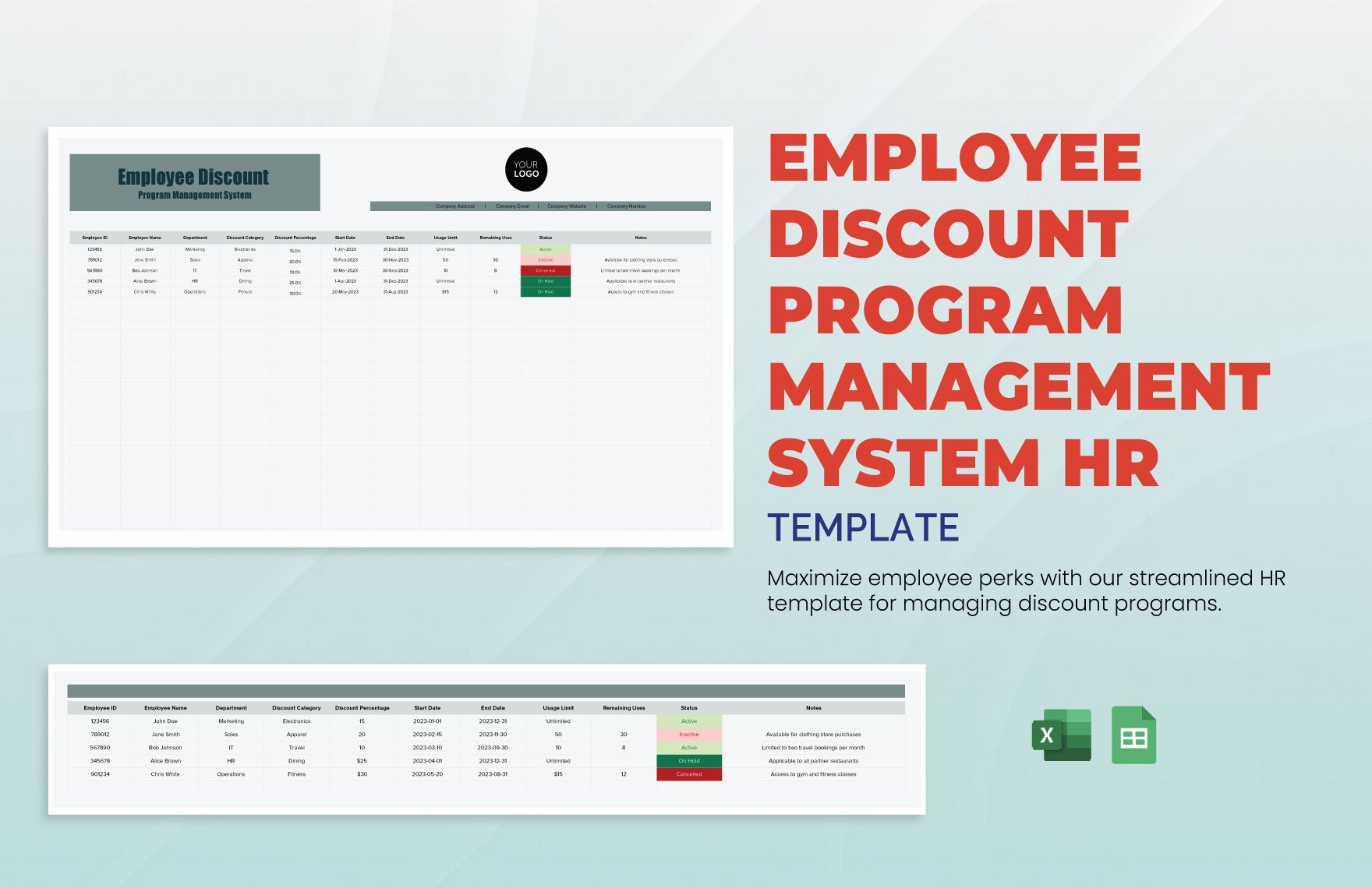 Employee Discount Program Management System HR Template