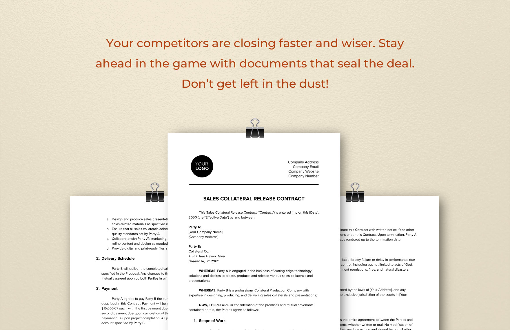 Sales Collateral Release Contract Template