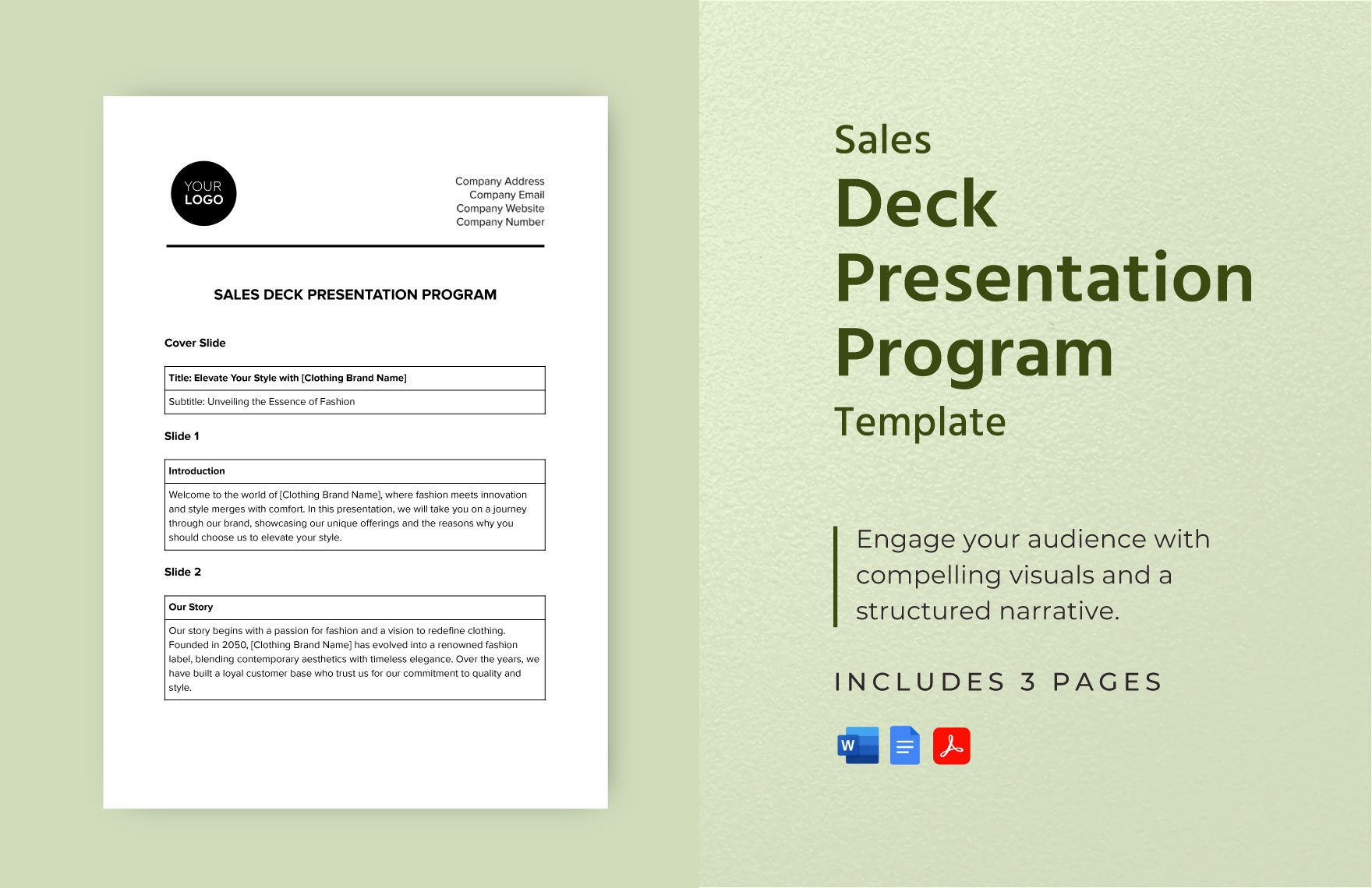 Sales Deck Presentation Program Template in Word, Google Docs, PDF