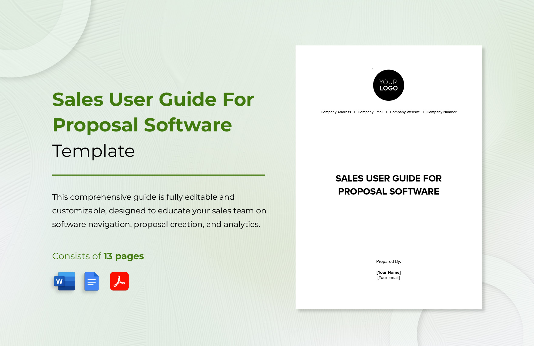 Sales User Guide for Proposal Software Template in Word, Google Docs, PDF