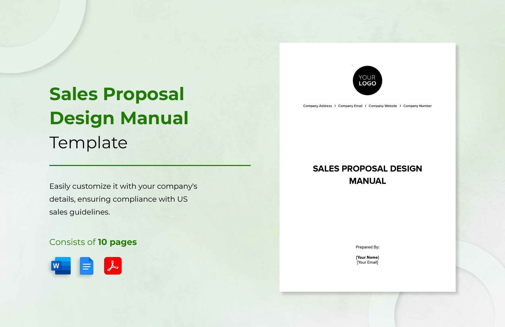 Sales Proposal Design Manual Template in Word, Google Docs, PDF