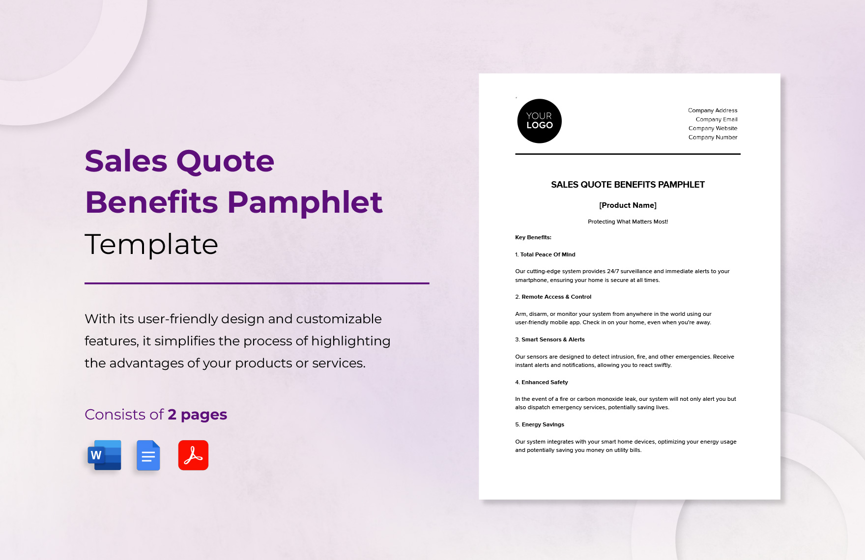 Sales Quote Benefits Pamphlet Template