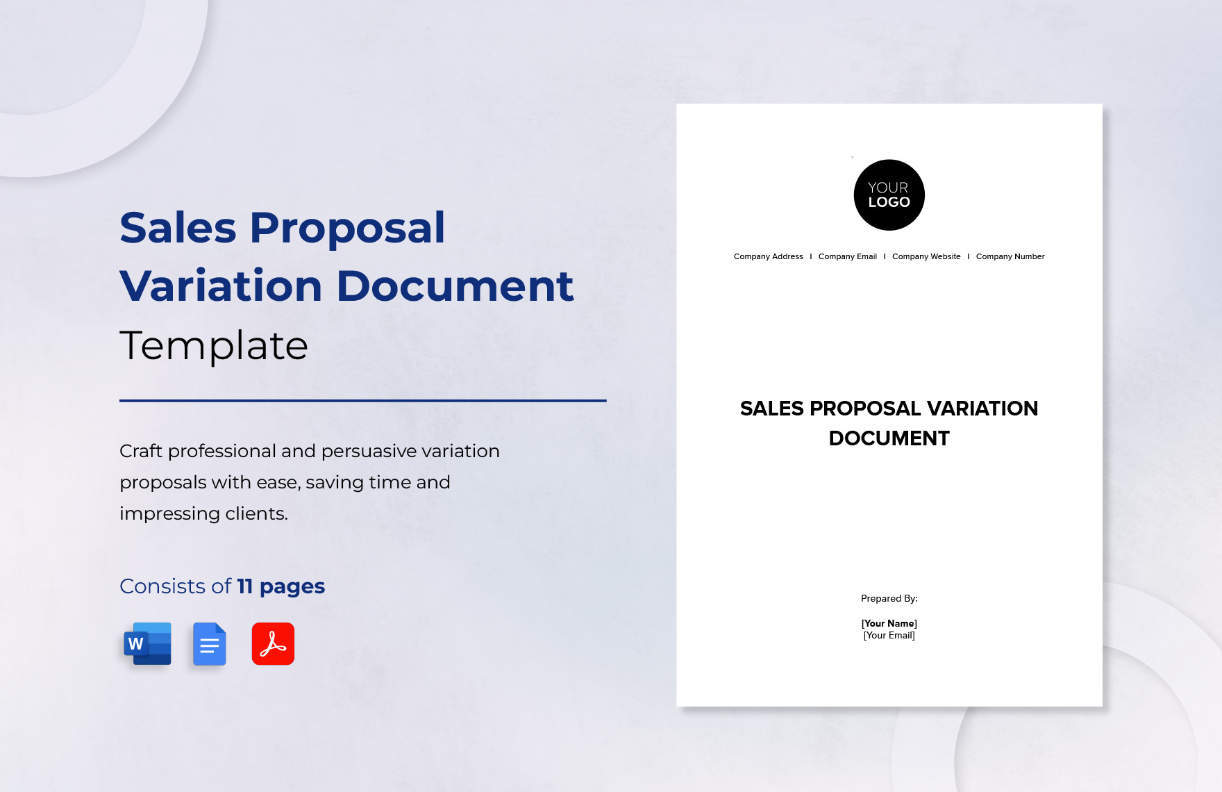 Sales Proposal Variation Document Template in Word, Google Docs, PDF