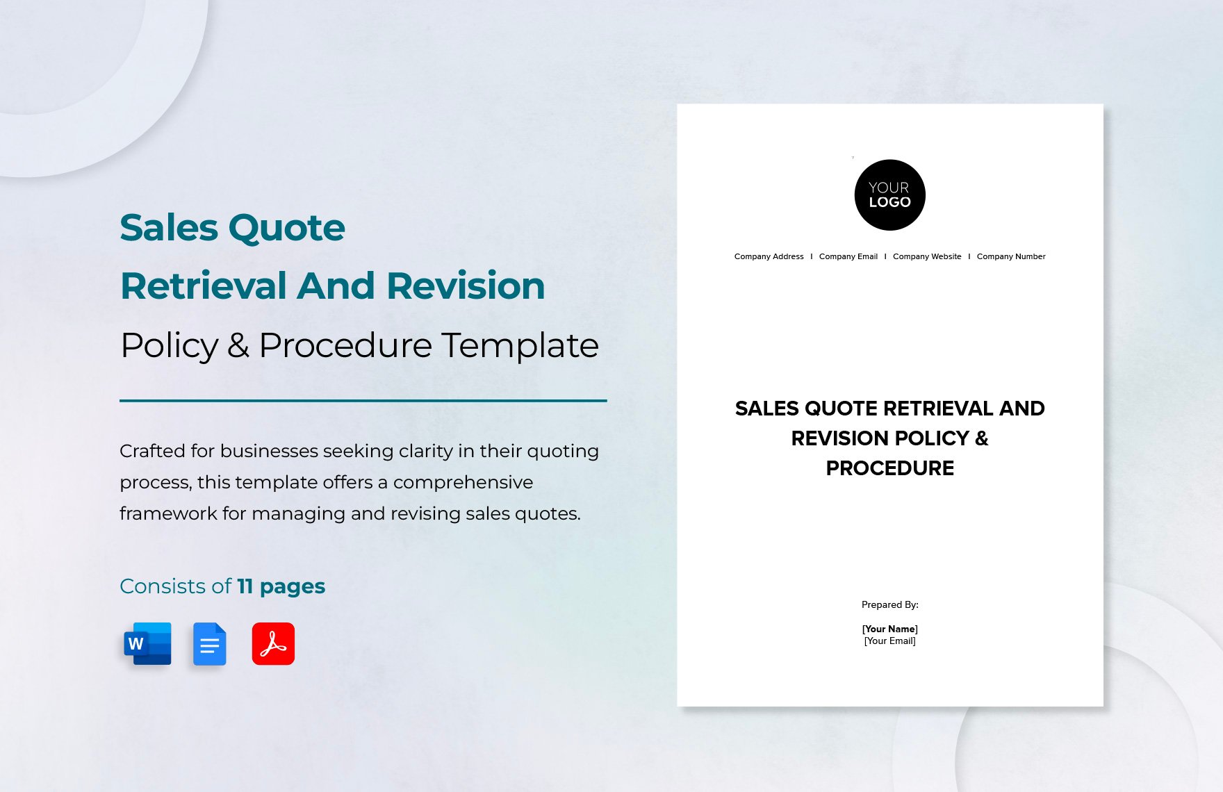 Sales Quote Retrieval and Revision Policy & Procedure Template in Word, Google Docs, PDF