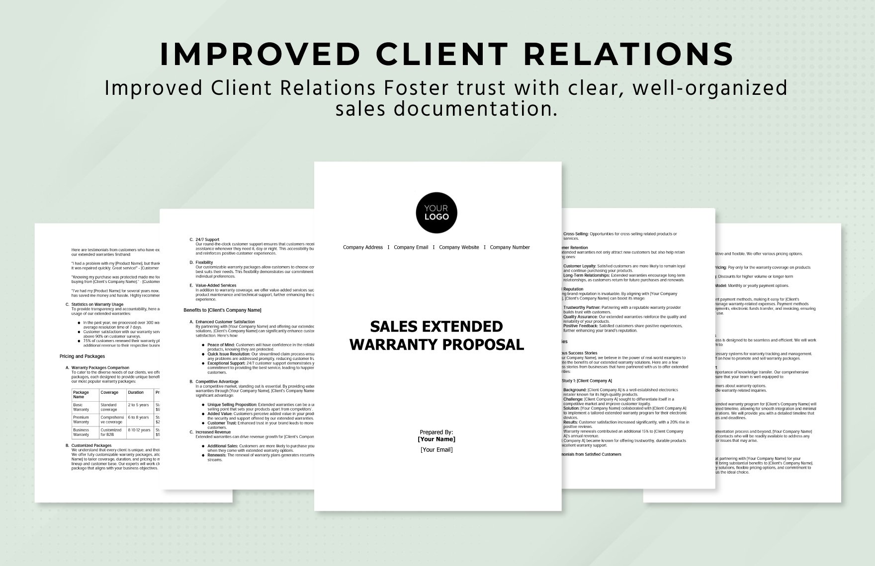 Sales Extended Warranty Proposal Template