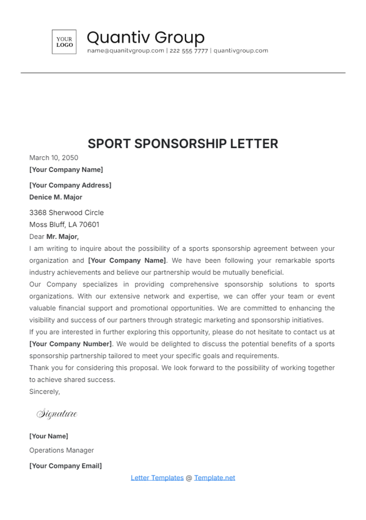 Sports Sponsorship Letter Template