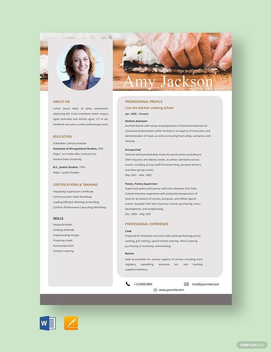 Chef Resume Templates - Design, Free, Download | Template.net