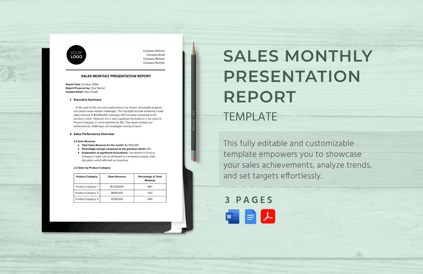 Sales Monthly Presentation Report Template