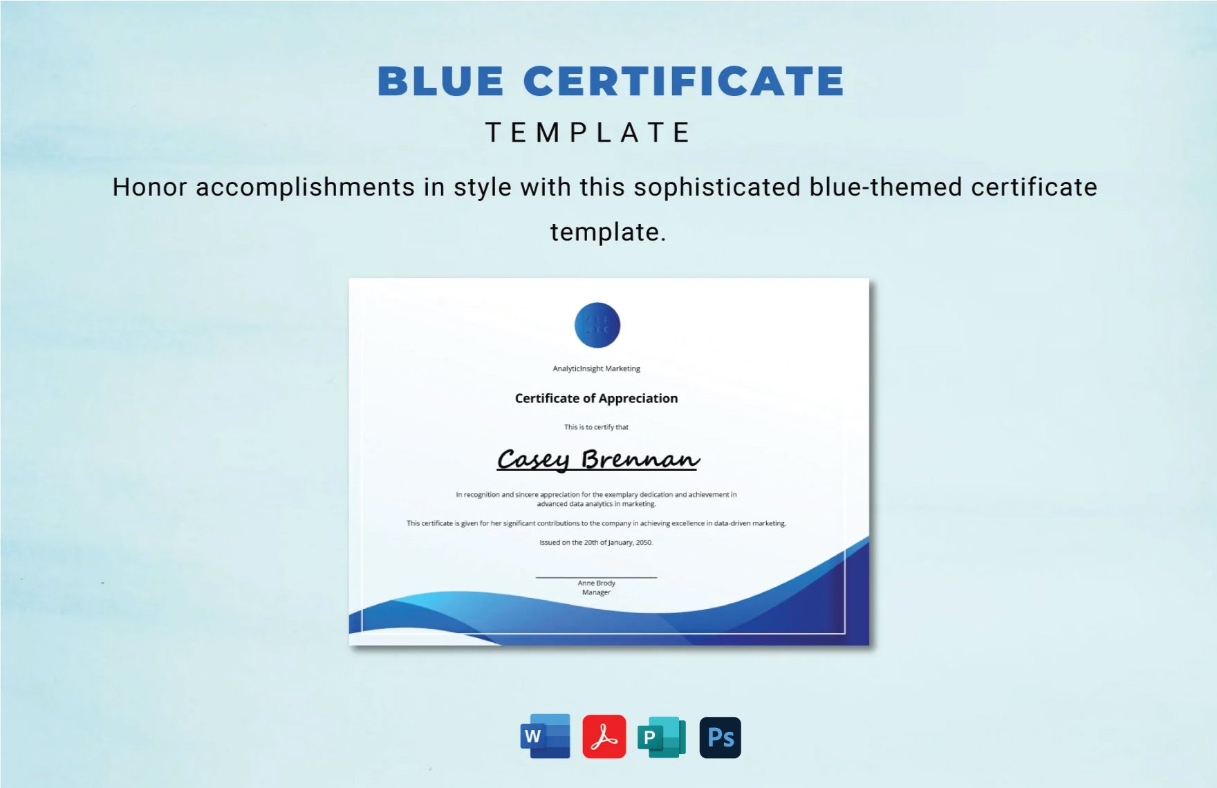 Free Blue Certificate