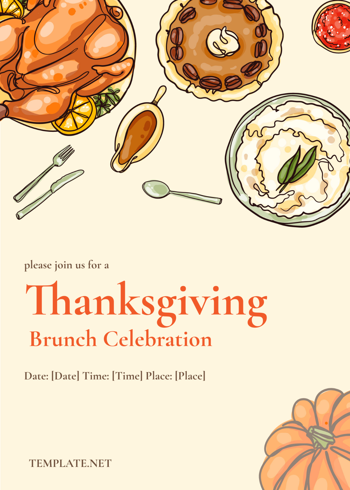 Thanksgiving Brunch Invitation in PDF, Illustrator, PSD, SVG, PNG