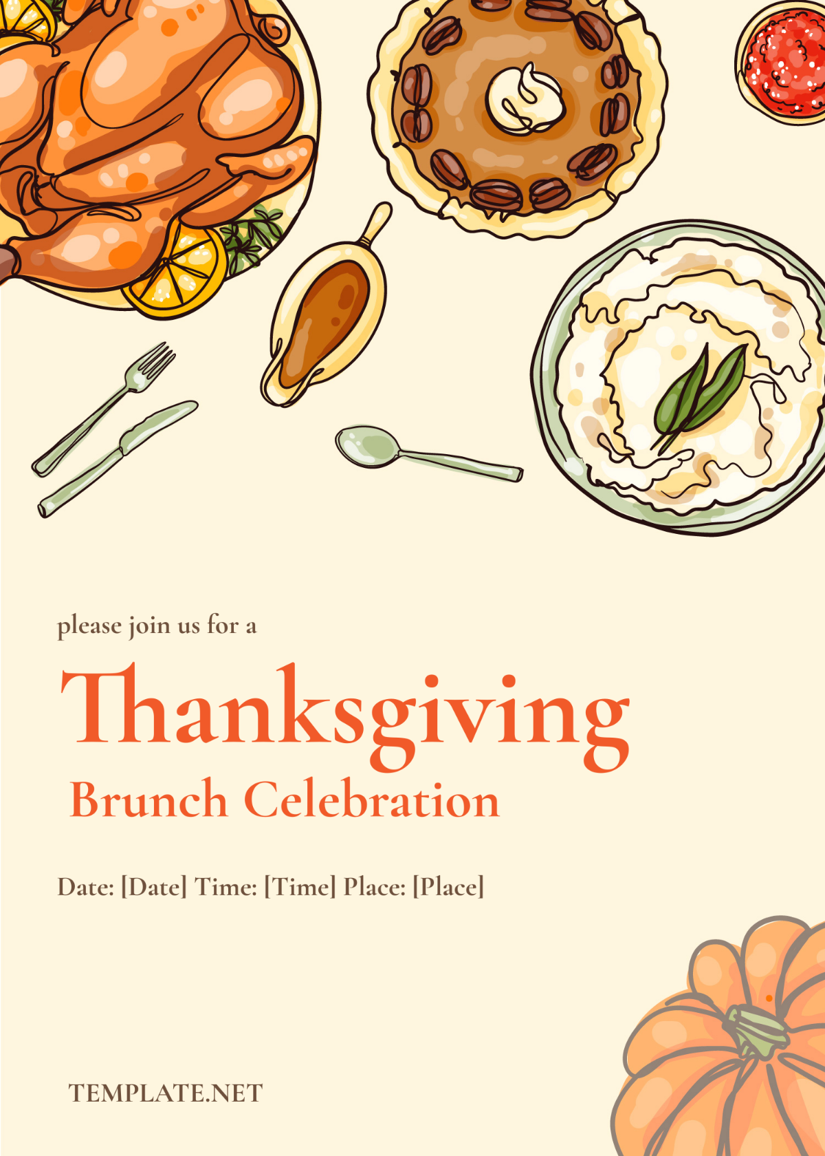 Thanksgiving Brunch Invitation in Illustrator, PDF, SVG, PNG, PSD - Download | Template.net