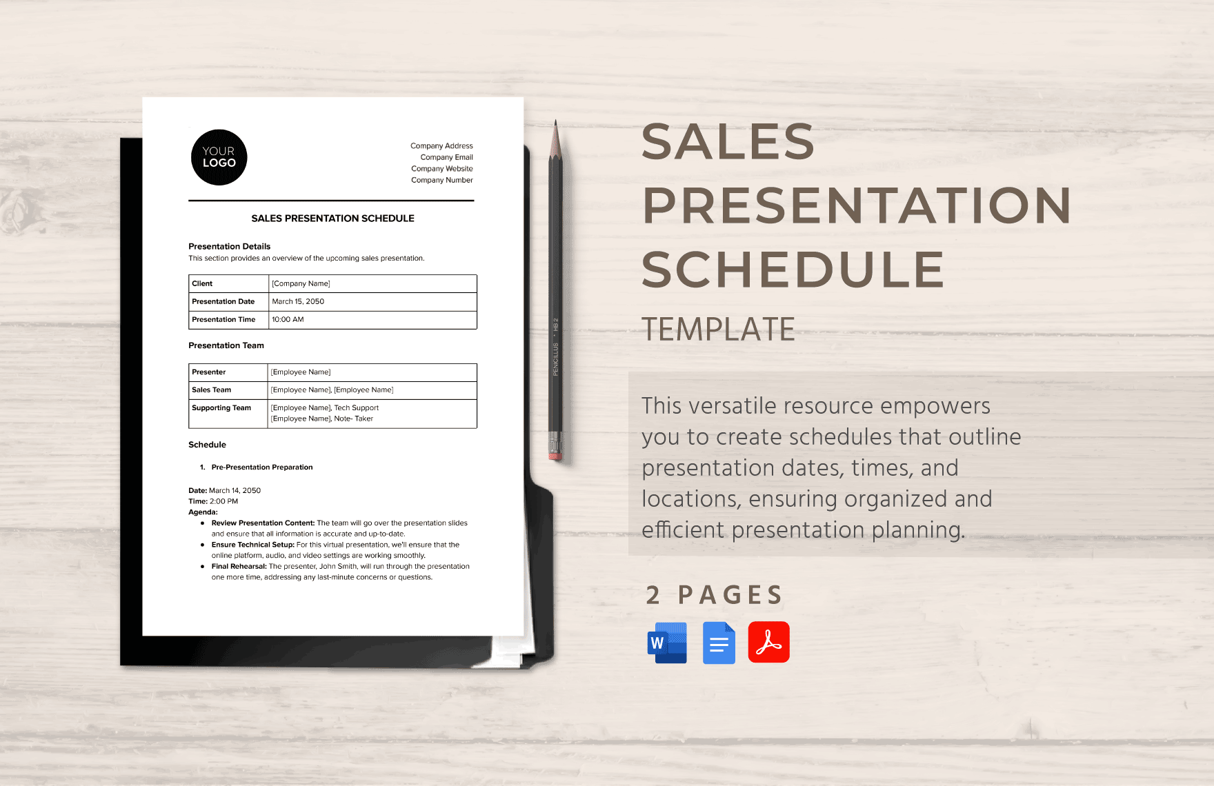 Sales Presentation Schedule Template in Word, Google Docs, PDF