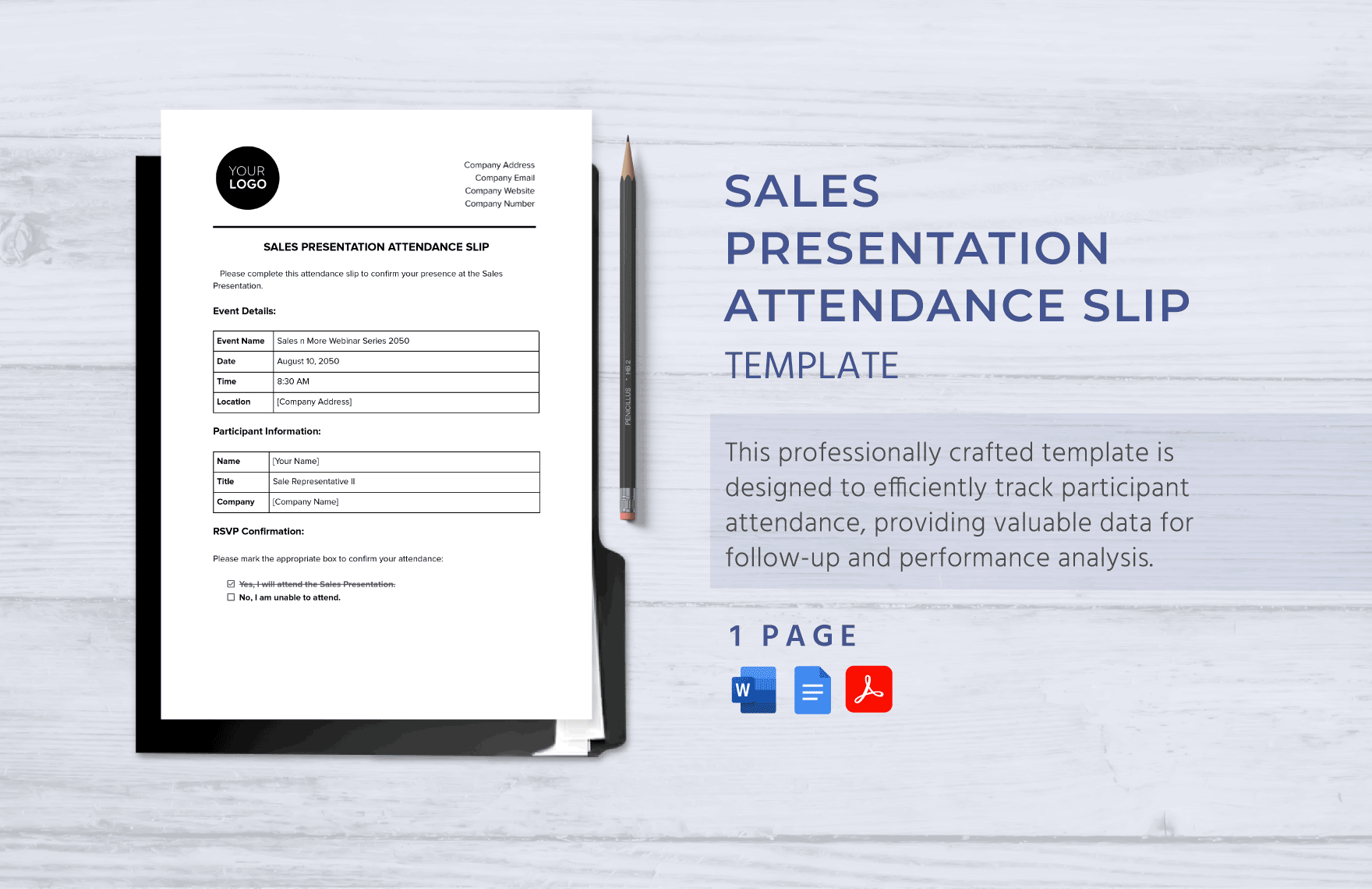 Sales Presentation Attendance Slip Template in Word, Google Docs, PDF