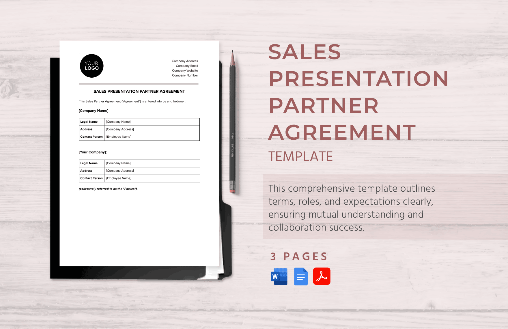 Sales Presentation Partner Agreement Template in Word, Google Docs, PDF