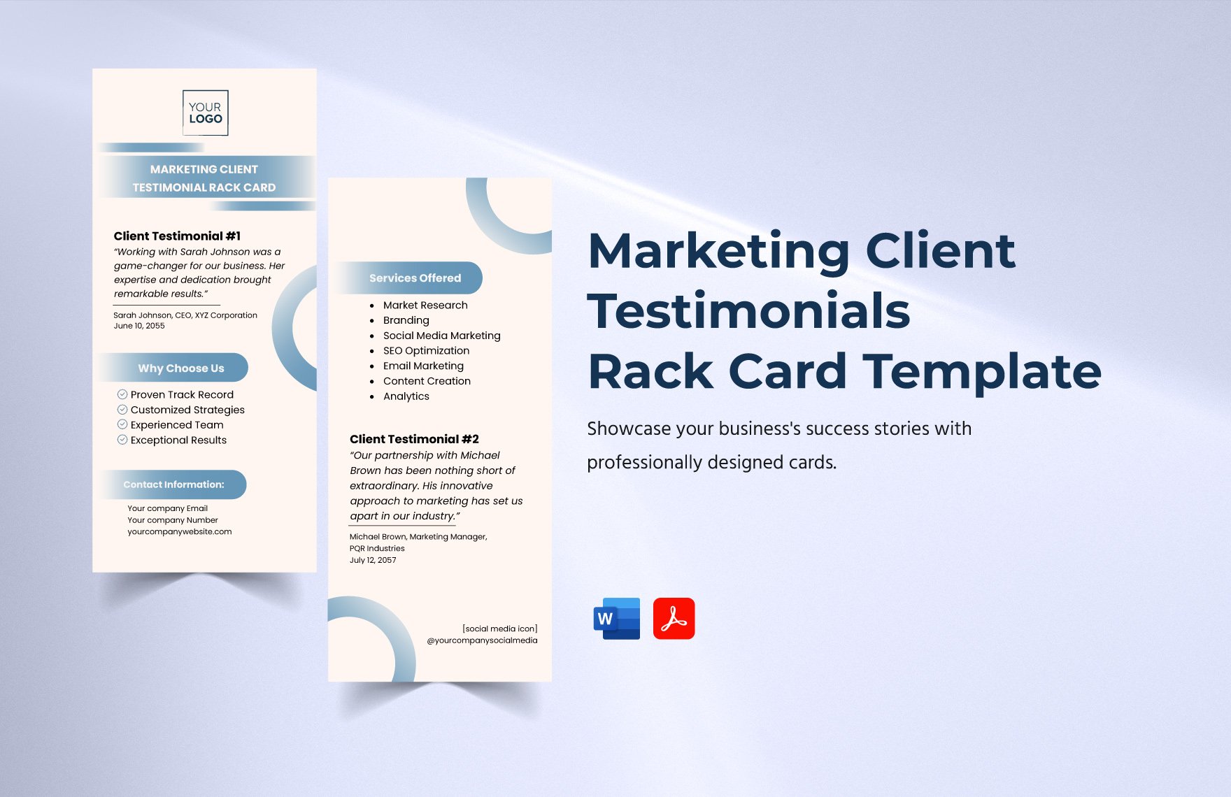 Marketing Client Testimonials Rack Card Template