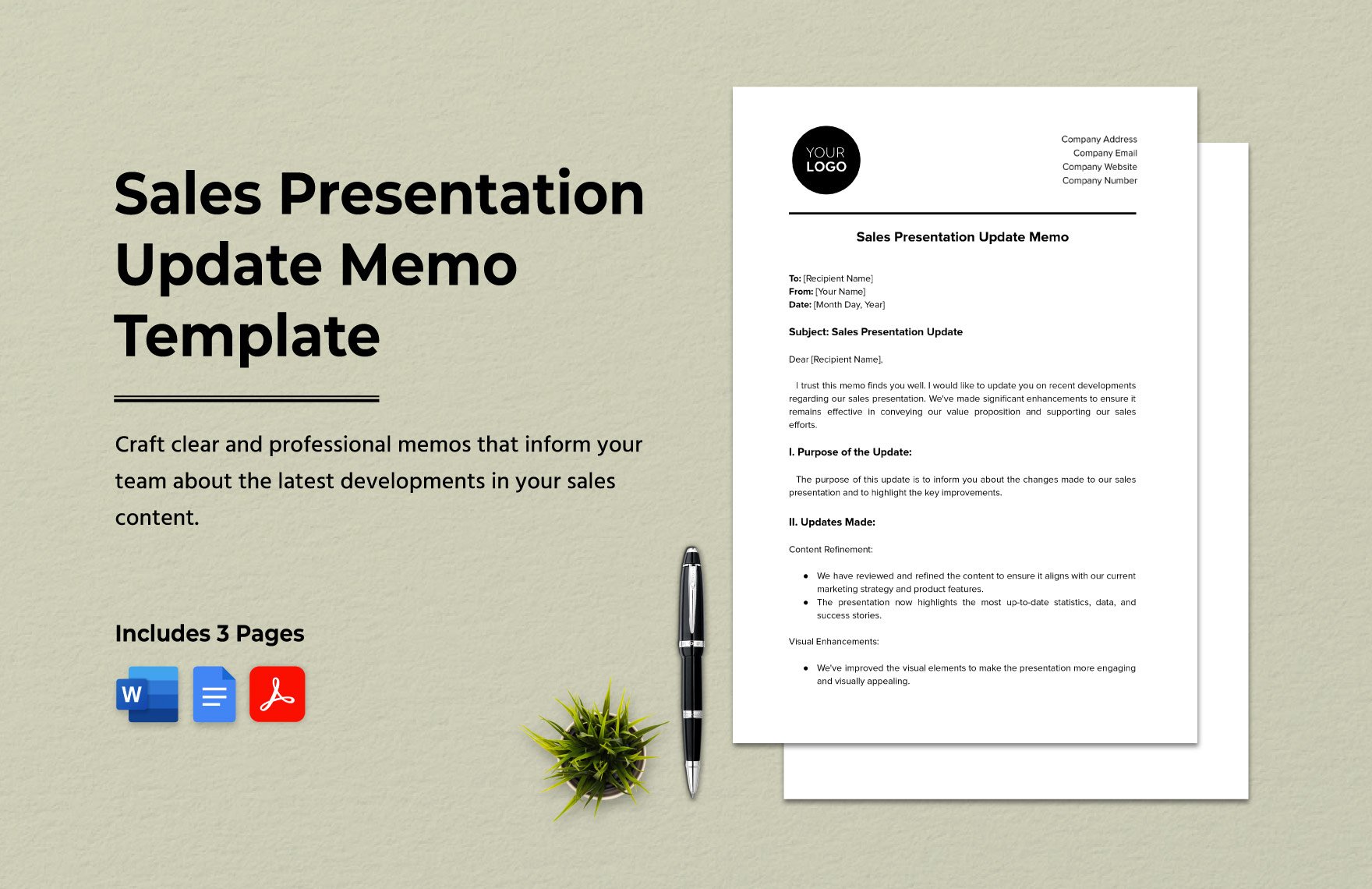 Sales Presentation Update Memo Template