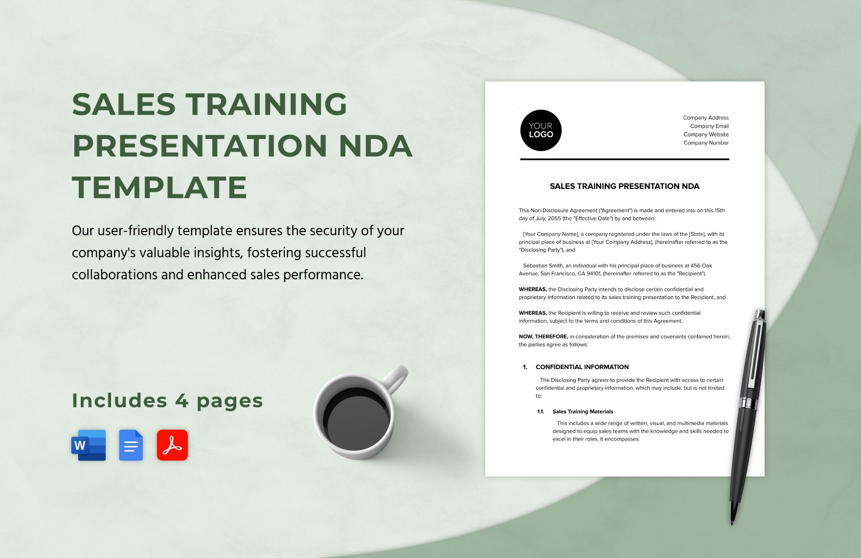 Sales Training Presentation NDA Template in Word, Google Docs, PDF
