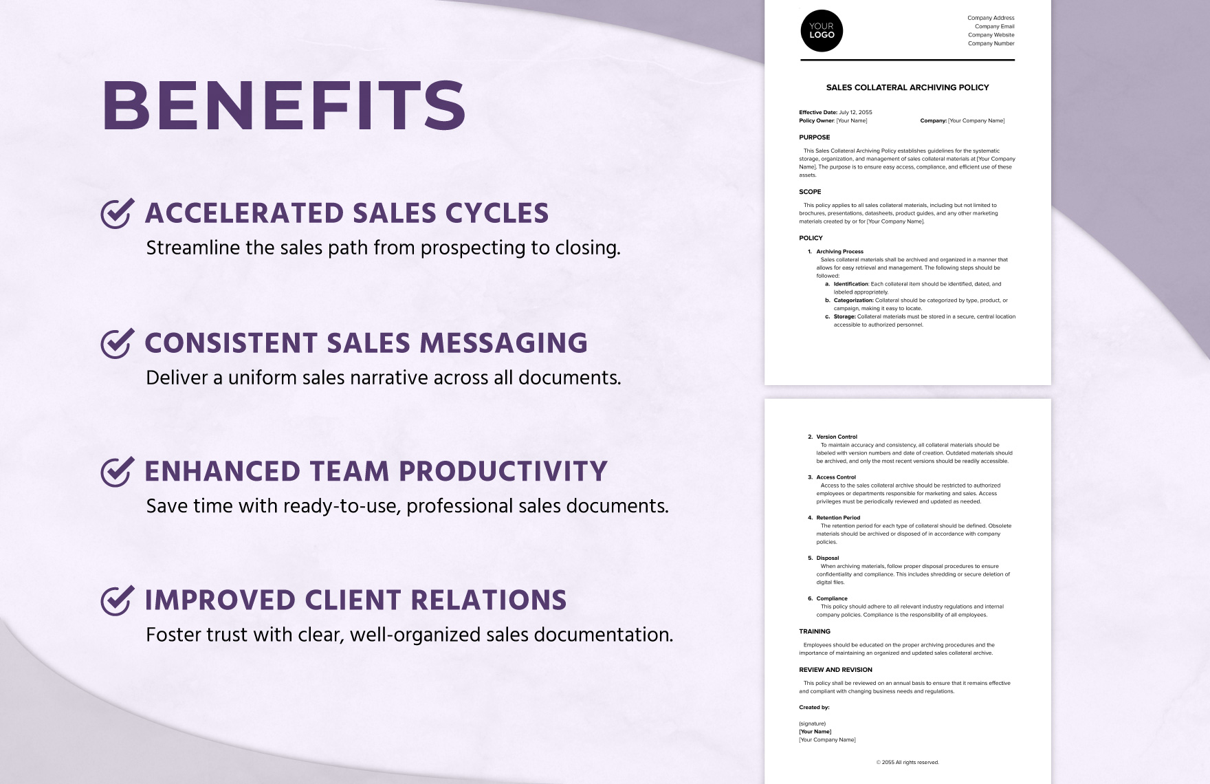 Sales Collateral Archiving Policy Template