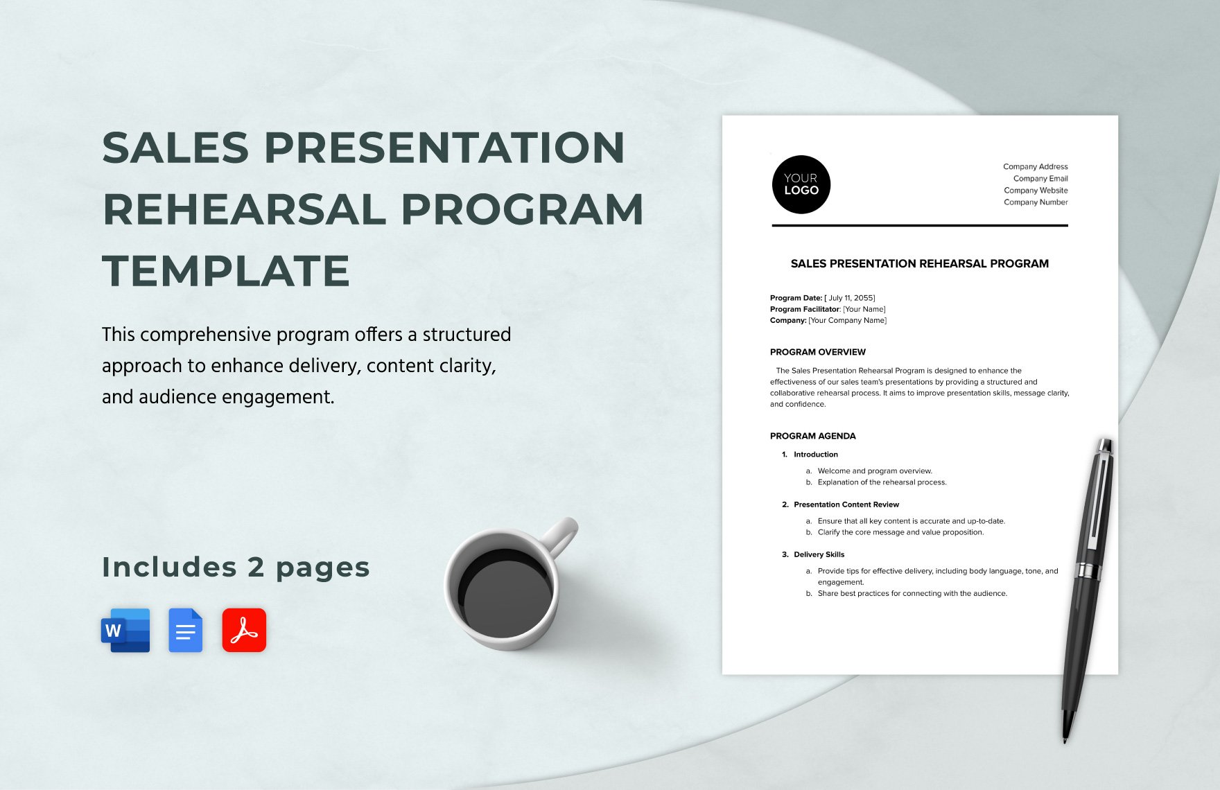 Sales Presentation Rehearsal Program Template in Word, Google Docs, PDF
