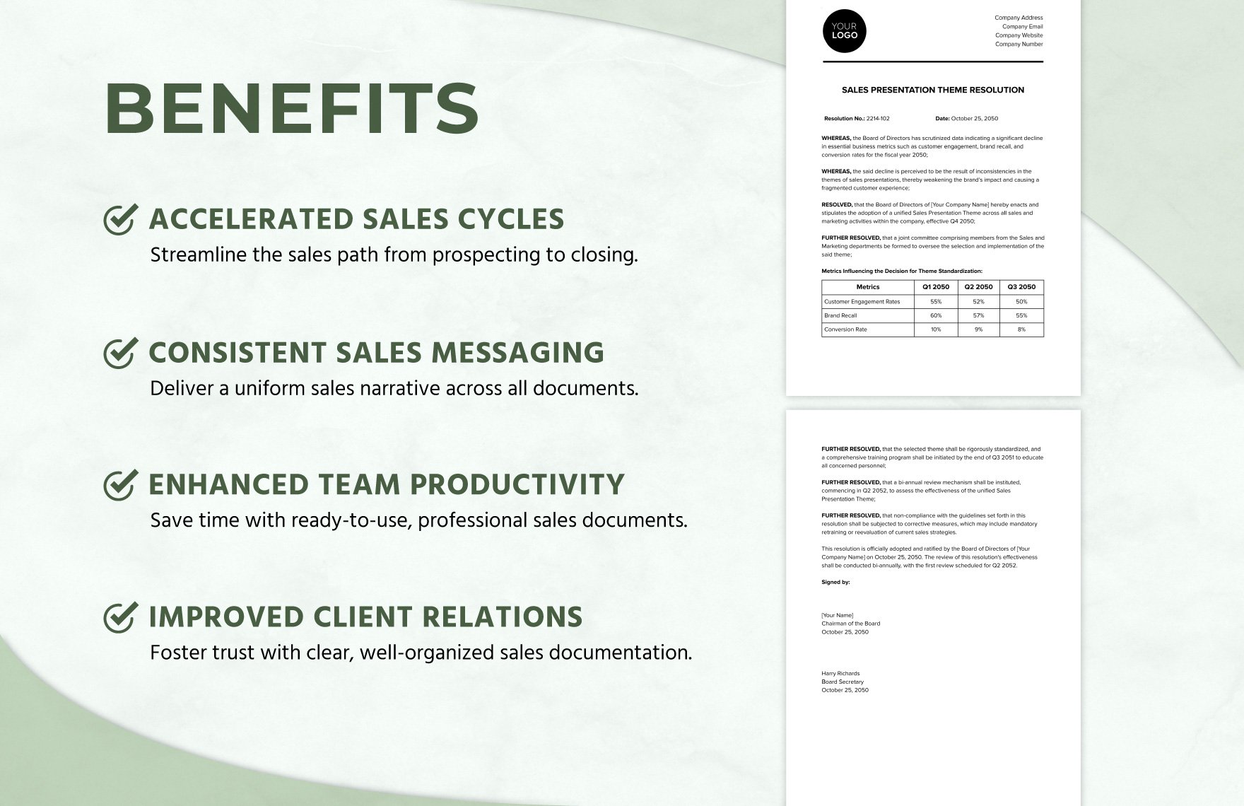Sales Presentation Theme Resolution Template