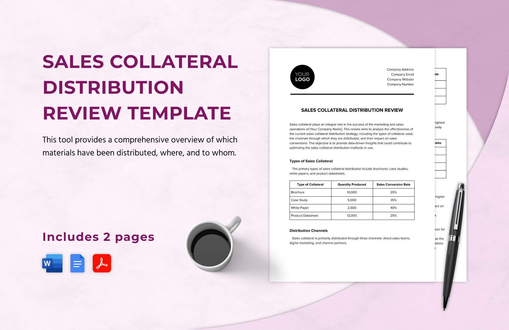 Sales Collateral Distribution Review Template in Word, Google Docs, PDF