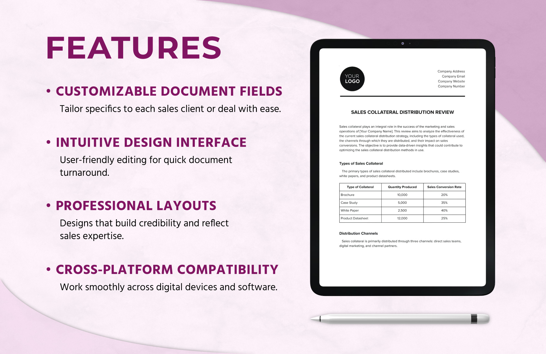 Sales Collateral Distribution Review Template