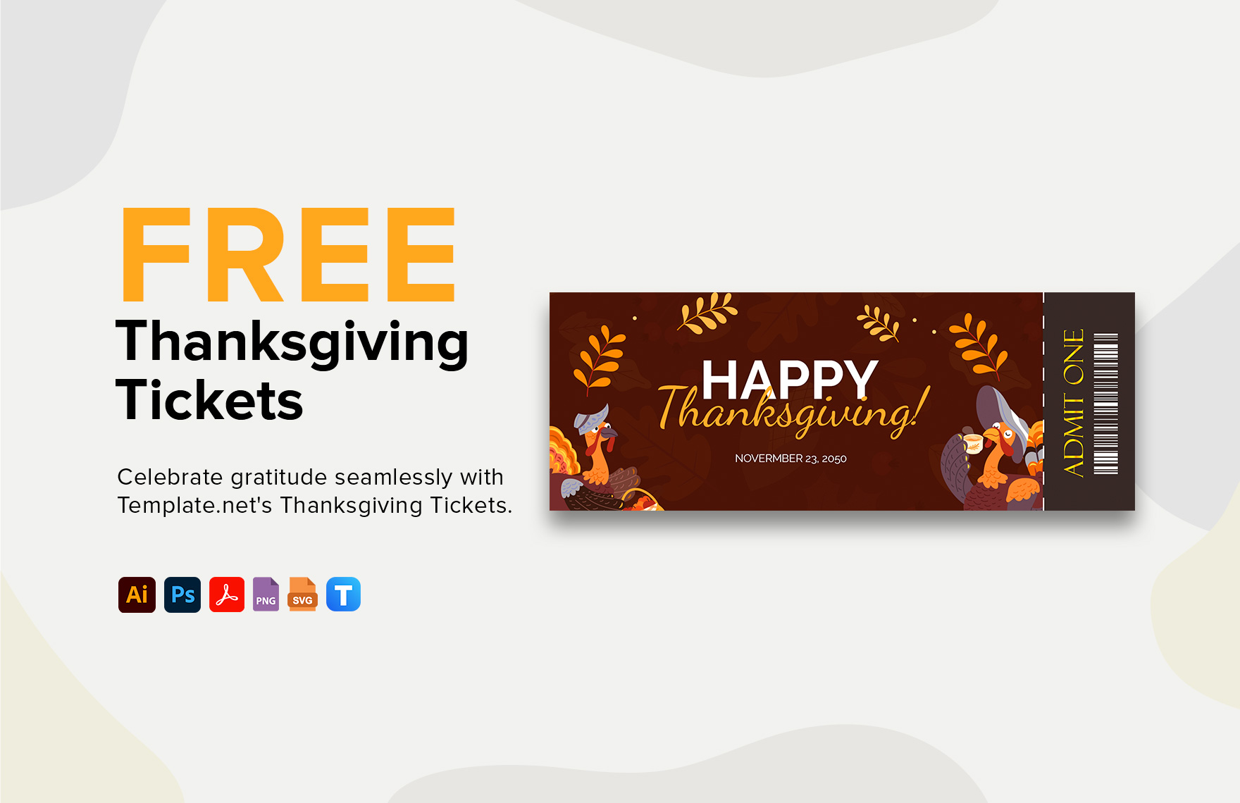 Free Thanksgiving Tickets in PDF, Illustrator, PSD, SVG, PNG