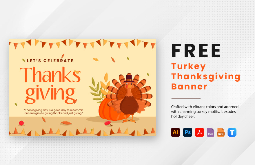 Free Turkey Thanksgiving Banner in PDF, Illustrator, SVG, PNG