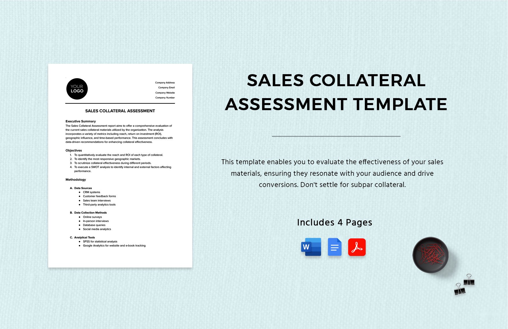 Sales Collateral Assessment Template in Word, Google Docs, PDF