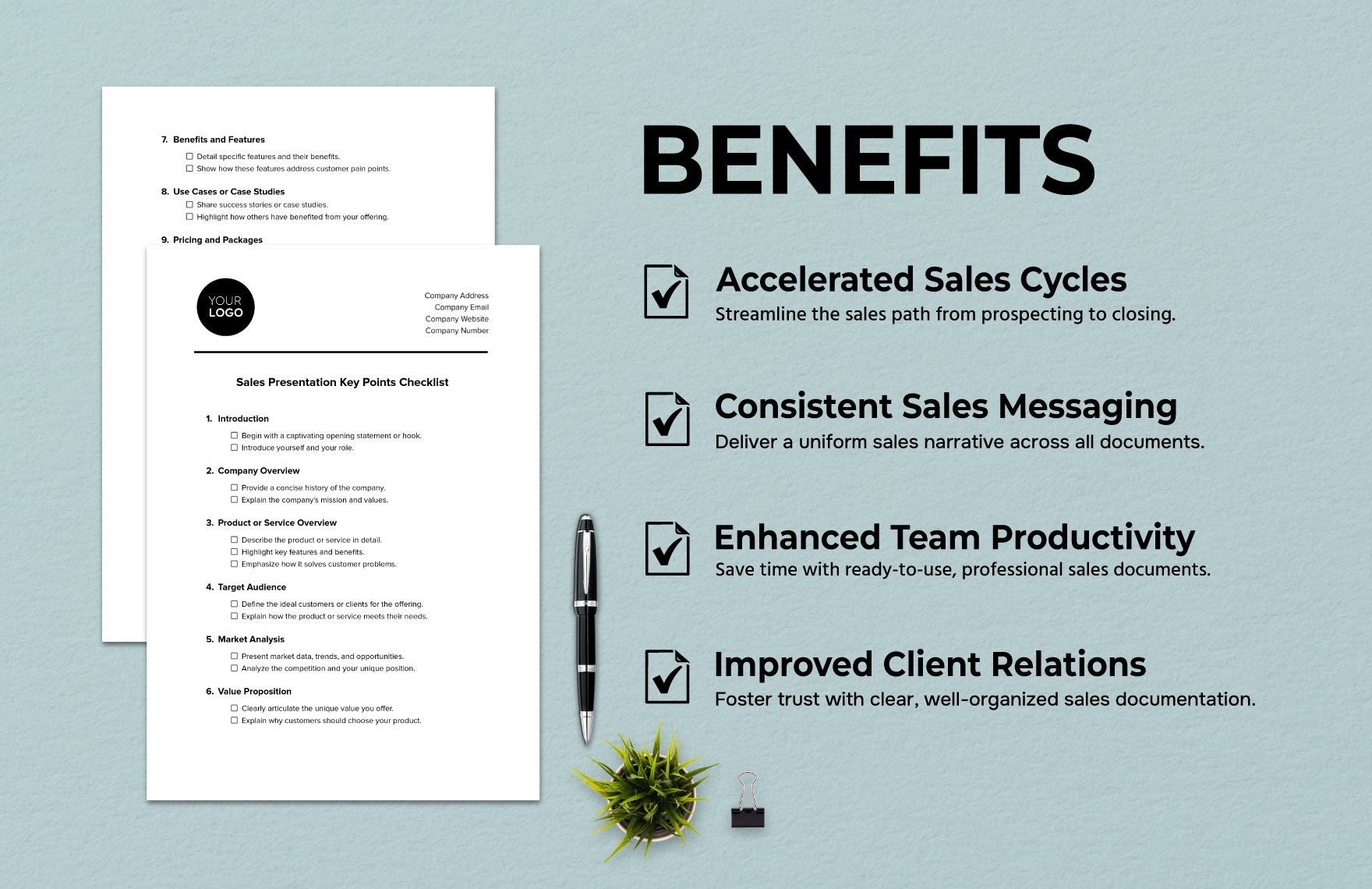 Sales Presentation Key Points Checklist Template