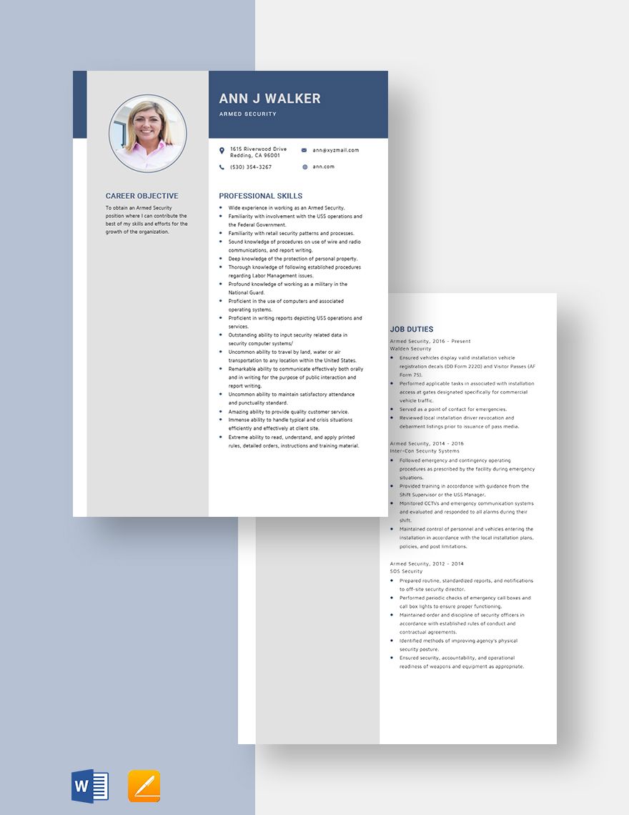 Armed Security Resume