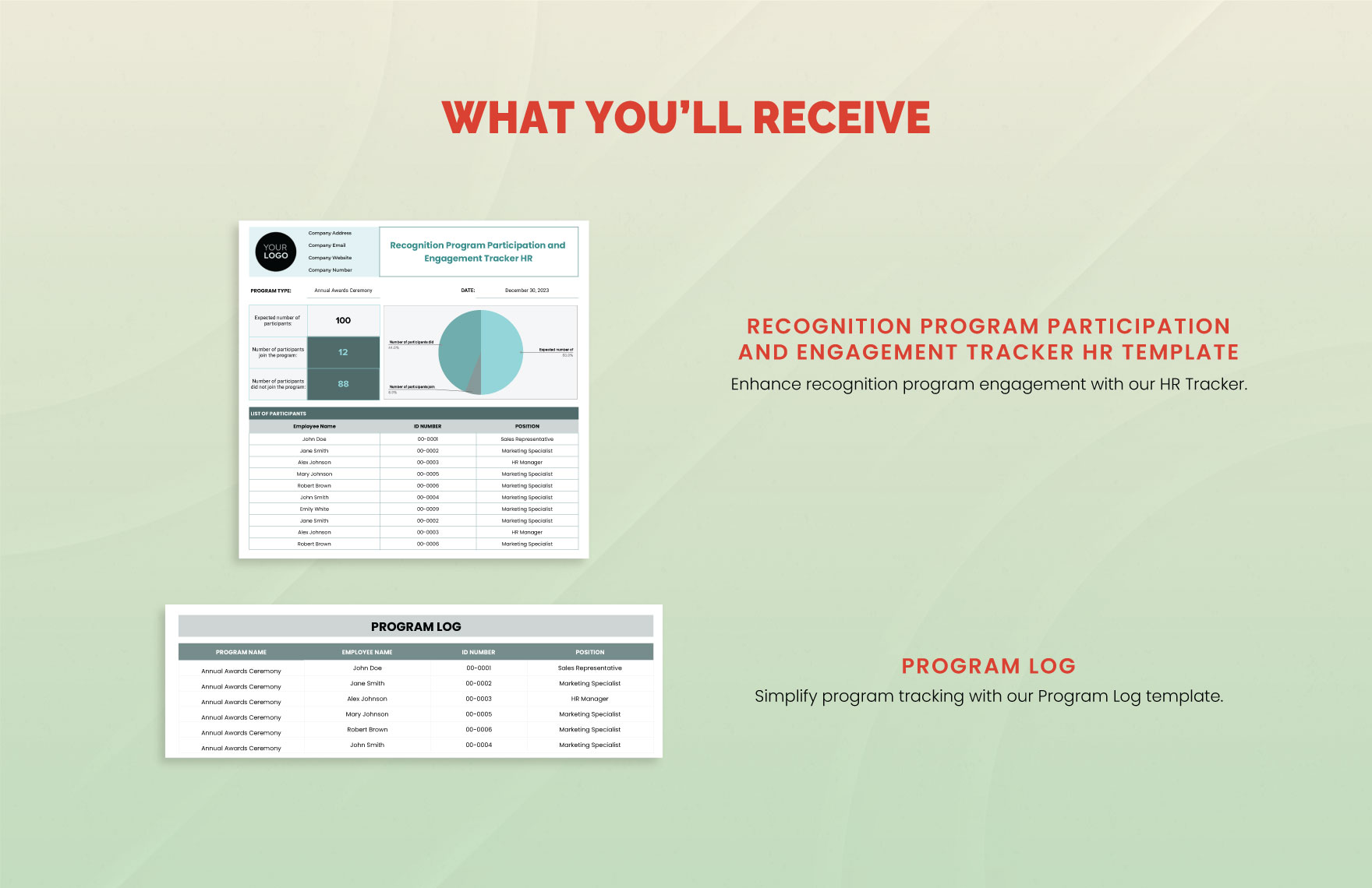 Recognition Program Participation and Engagement Tracker HR Template